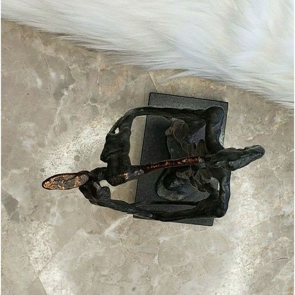 Modern Metal Man Playing SAXOPHONE Statue Art 13" - Picture 5 of 5